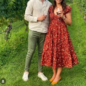 Danielle bernstein by weworewhat floral poplin maxi redwood dress. Size Medium